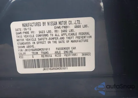 2013 Infiniti G37X from USA, damaged, VIN JN1CV6AR6DM351611